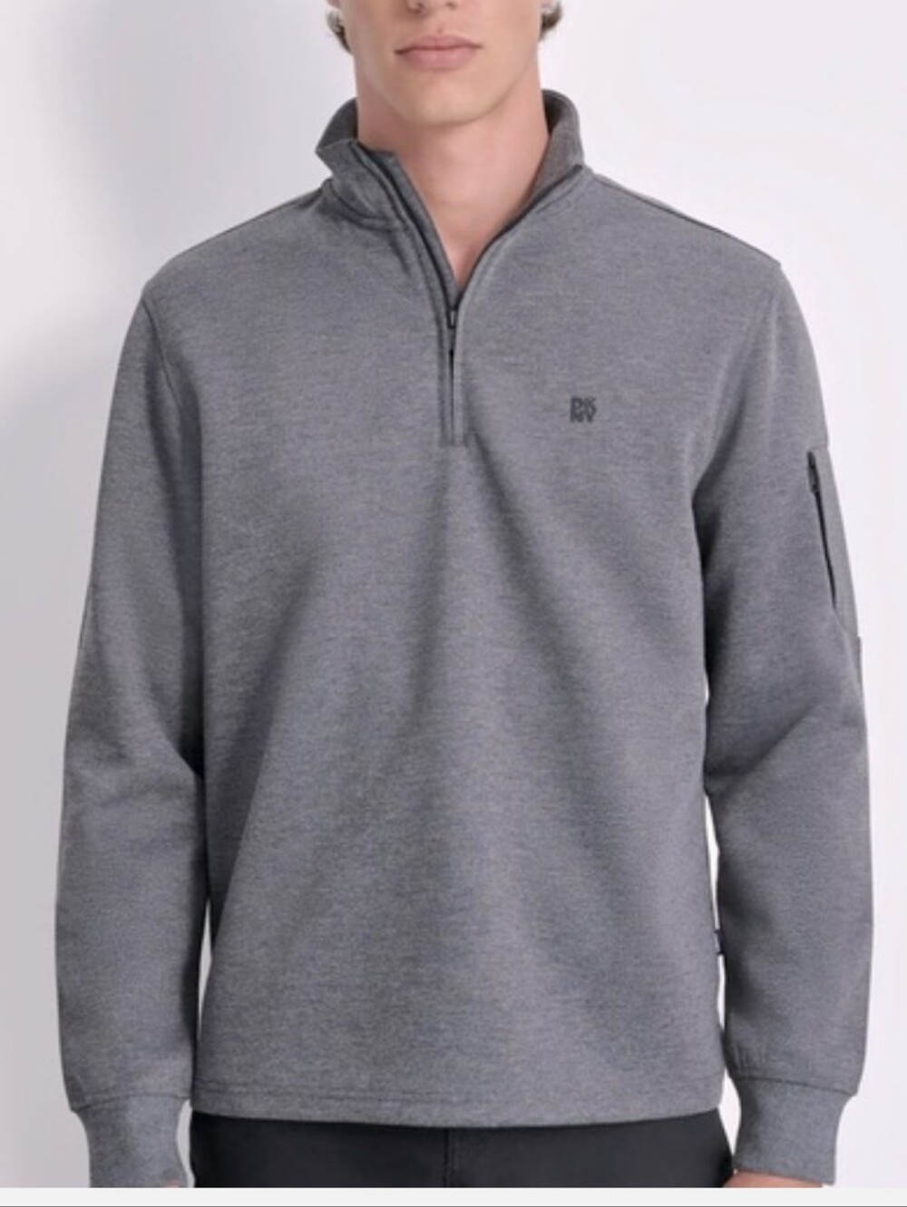 DKNY Quarter Zip GRAY Pullover NWT, Size Mens Large